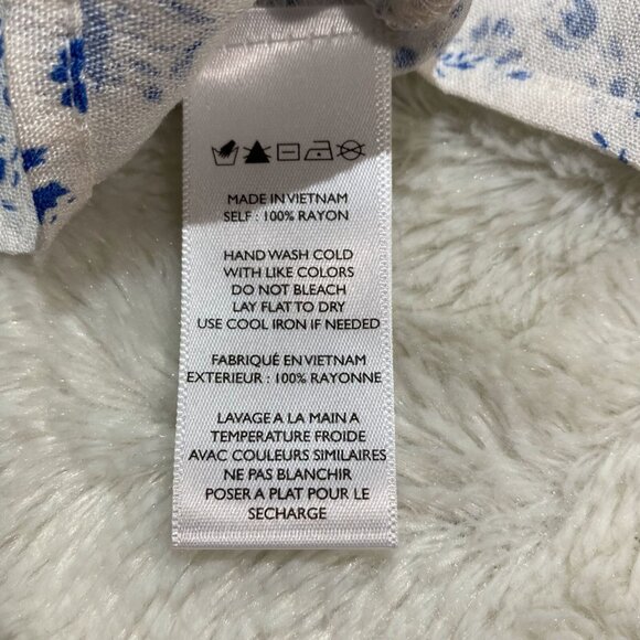 Paper Crane Cami Blouse Womens Large White 100% Rayon Floral Pullover Drop Waist - Picture 9 of 10